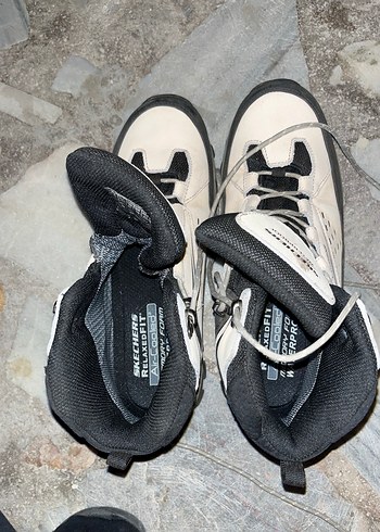 45 Beden beyaz Renk Skechers Beyaz Gri Su Geçirmez Erkek Spor Ayakkabı