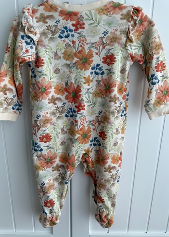 KitiKate Pastel Çiçek Desenli Kız Bebek Tulum 12-18 ay