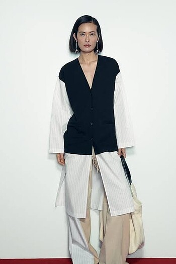 Zara Zara kontrast poplin ceket