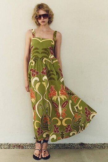 Zara ZW collection desenli elbise
