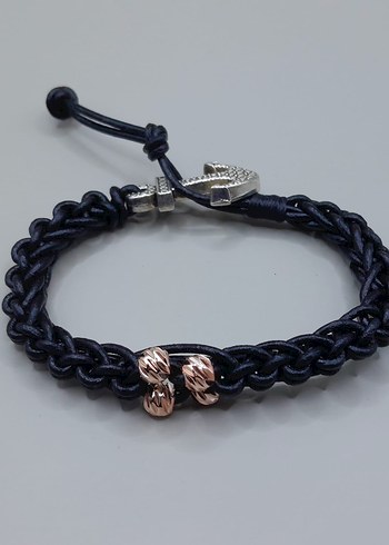 hakiki deri Çelik taşlardan oluşan Erkek Biker Bileklik - Görsel 4