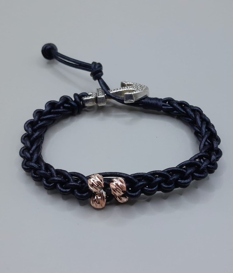 hakiki deri Çelik taşlardan oluşan Erkek Biker Bileklik - Görsel 4