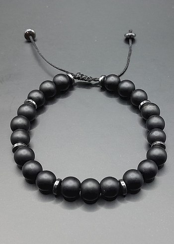 onix ve hematit doğal taşlardan oluşan unisex Bileklik - Görsel 4