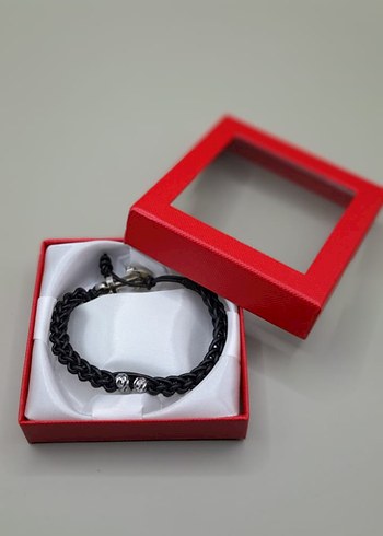 hakiki deri ve Çelik taşlardan oluşan Erkek Bileklik - Görsel 5