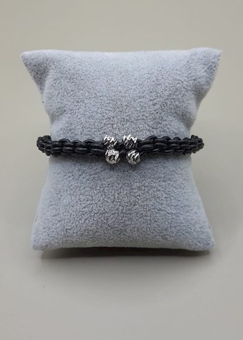 hakiki deri ve Çelik taşlardan oluşan Erkek Bileklik - Görsel 4