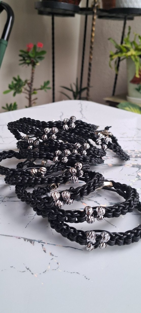 hakiki deri ve Çelik taşlardan oluşan Erkek Bileklik - Görsel 3