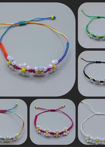 Yeşil Boncuklu Çiçek Desenli Bileklik - Görsel 10