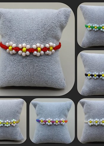 Yeşil Boncuklu Çiçek Desenli Bileklik - Görsel 6