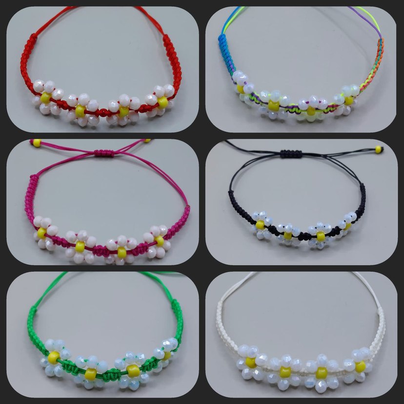 Yeşil Boncuklu Çiçek Desenli Bileklik - Görsel 5