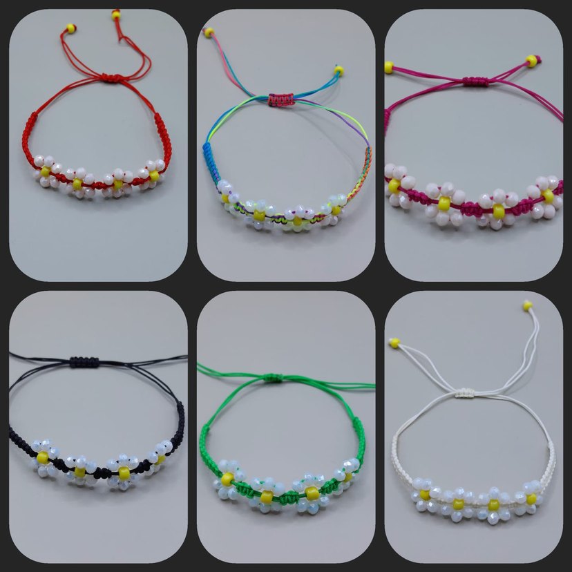 Yeşil Boncuklu Çiçek Desenli Bileklik - Görsel 2