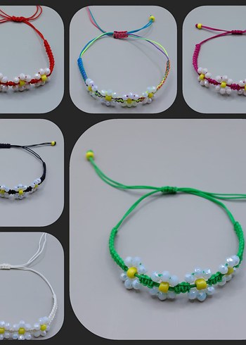 Pembe Boncuklu Çiçek Desenli Bohem Bileklik - Görsel 4