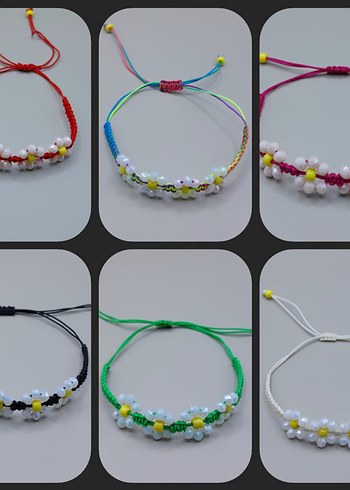 Pembe Boncuklu Çiçek Desenli Bohem Bileklik - Görsel 6