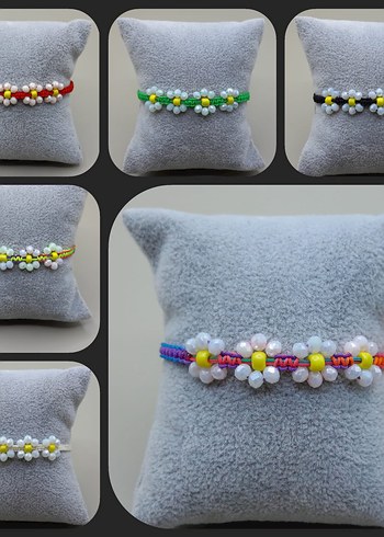 Pembe Boncuklu Çiçek Desenli Bohem Bileklik - Görsel 11