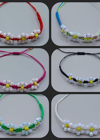 Pembe Boncuklu Çiçek Desenli Bohem Bileklik - Görsel 5