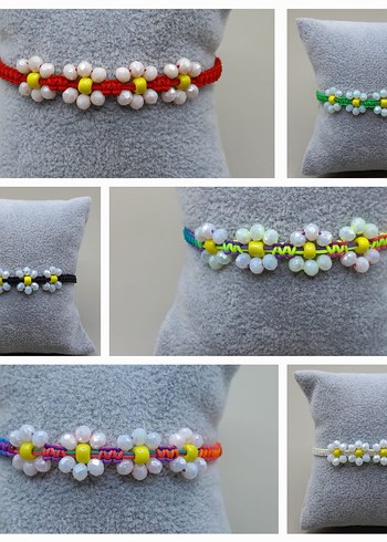 Pembe Boncuklu Çiçek Desenli Bohem Bileklik - Görsel 8