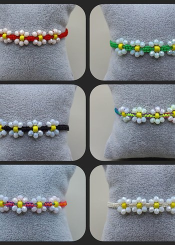 Pembe Boncuklu Çiçek Desenli Bohem Bileklik - Görsel 7