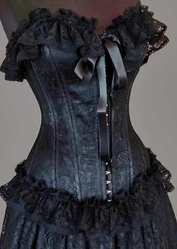 American Vintage Gotik Siyah Dantelli Korse