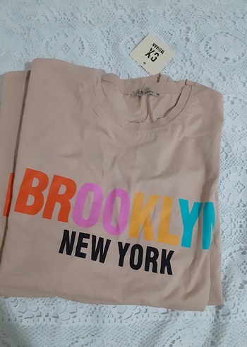m Beden Brooklyn Baskılı Kadın Kahverengi Tişört