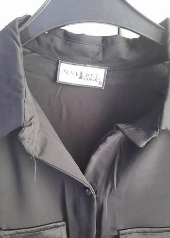 , Uzun Kollu, Siyah saten detaylı gömlek - Görsel 4