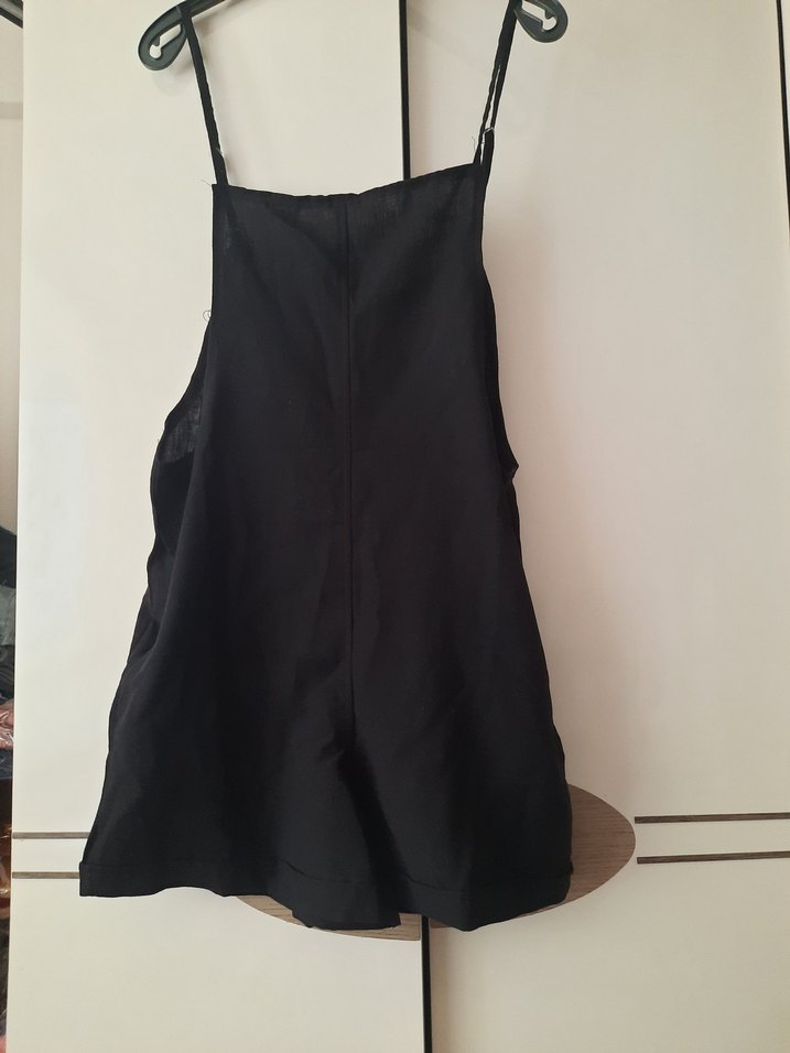 Siyah Pamuklu Rahat Mini Tulum - Görsel 2