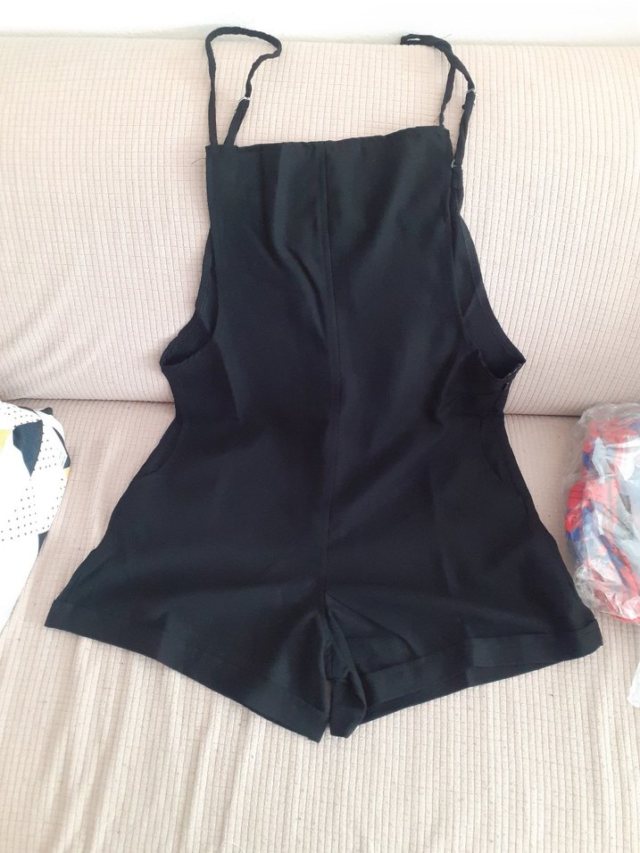 Siyah Pamuklu Rahat Mini Tulum - Görsel 4