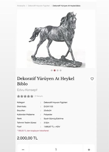 Dekoratif pirinç at biblo - Görsel 2