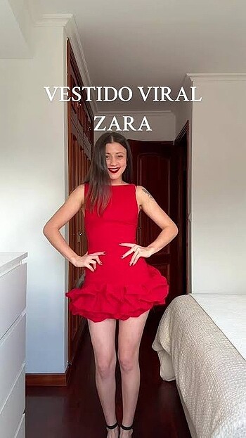 Zara volanlı kombin elbise