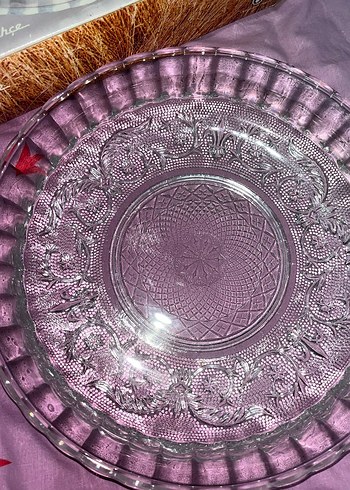 Çiçek Desenli Cam Tabak - Görsel 2