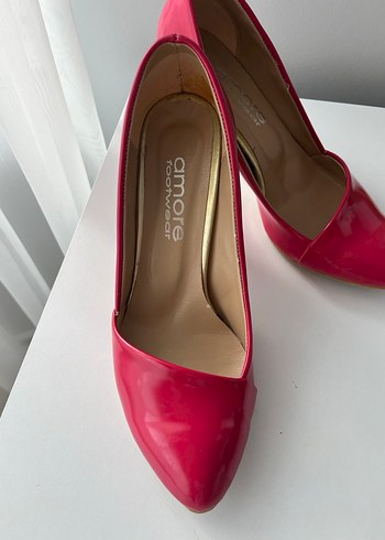 Pembe Rugan Stiletto Kadın Topuklu Ayakkabı - Görsel 2