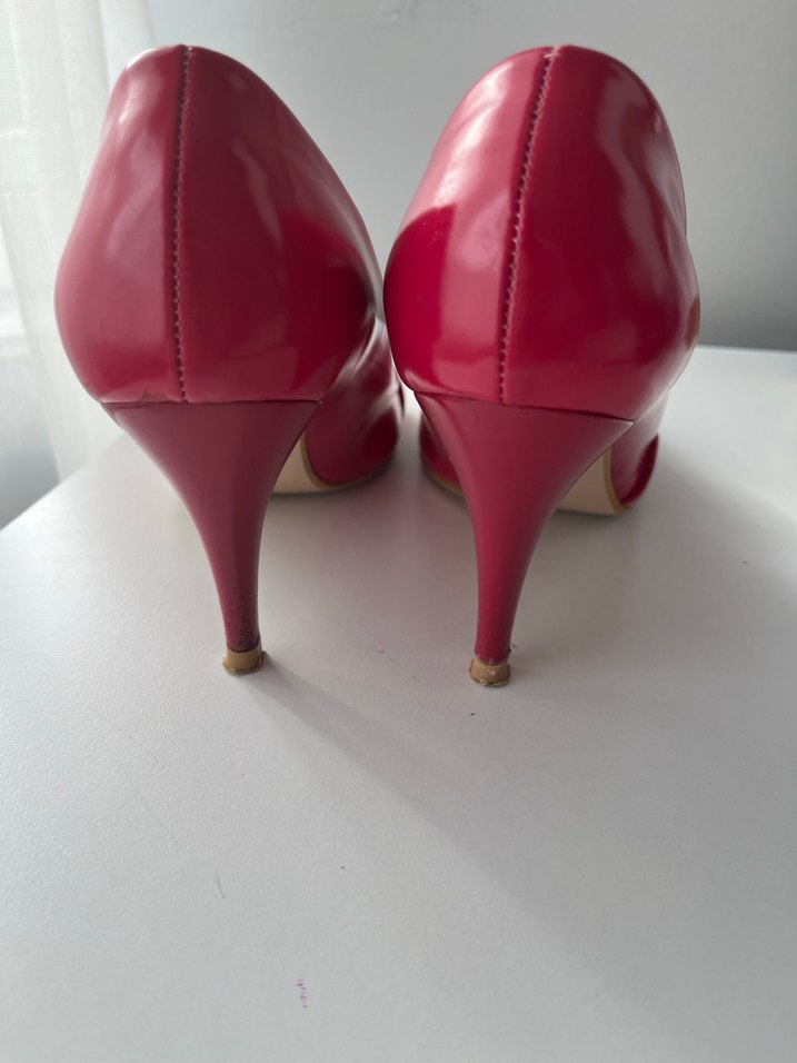 Pembe Rugan Stiletto Kadın Topuklu Ayakkabı - Görsel 5