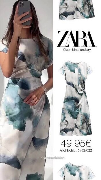 Zara saten elbise