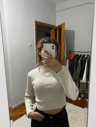 s Beden krem crop üst