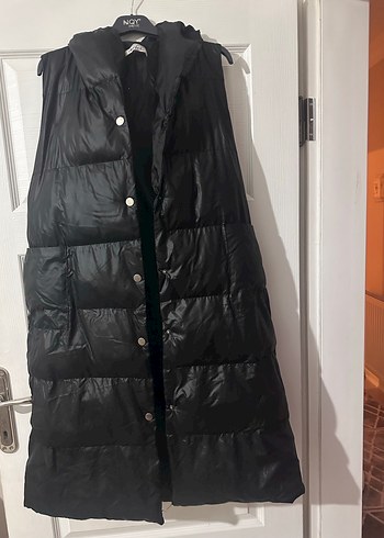 Düğmeli Uzun Siyah Kadın Yelek - Görsel 3