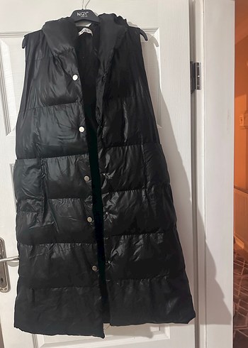 Düğmeli Uzun Siyah Kadın Yelek - Görsel 2