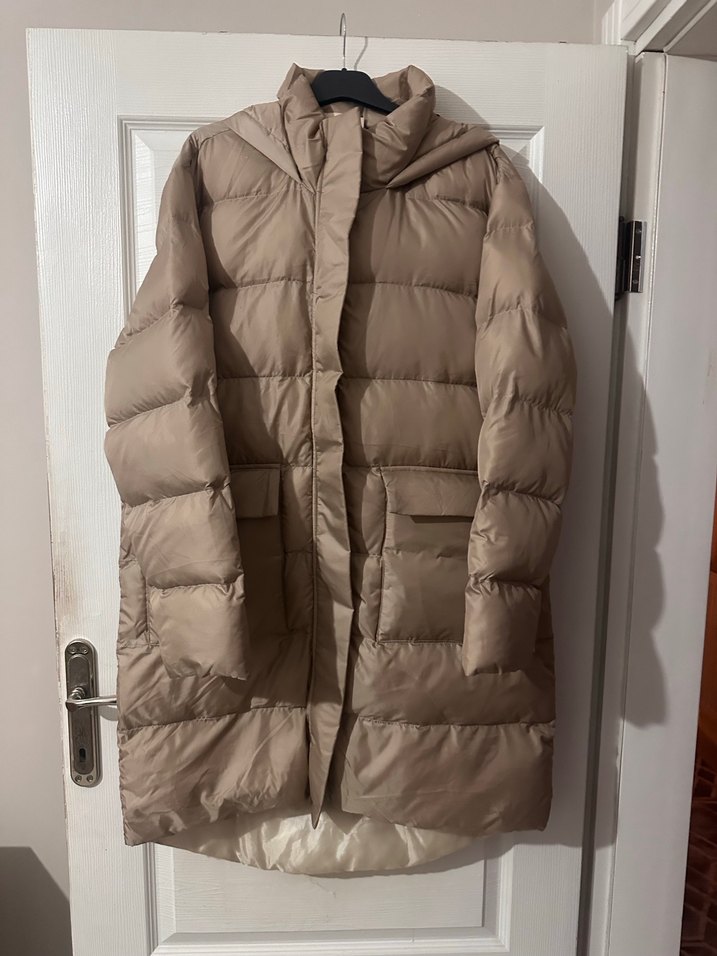 Bej Midi Kadın Kışlık Mont - Görsel 2