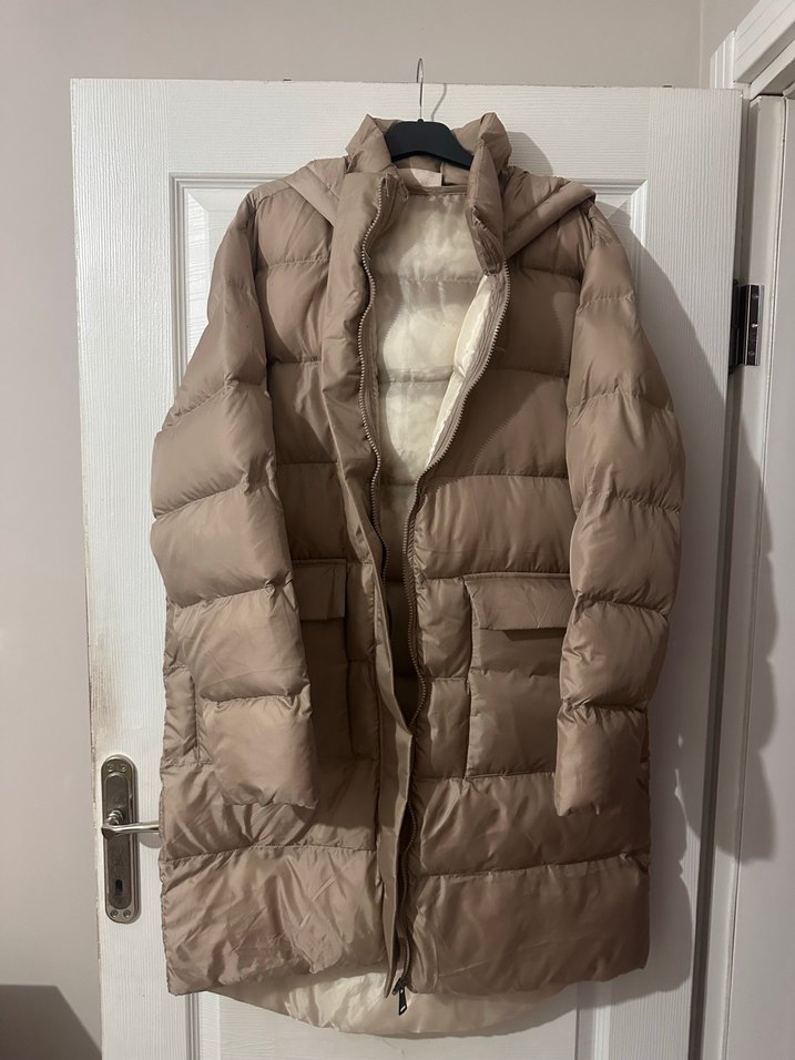 Bej Midi Kadın Kışlık Mont - Görsel 4