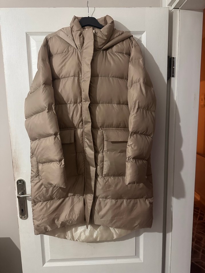 Bej Midi Kadın Kışlık Mont - Görsel 3