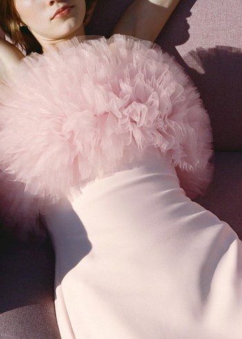 Zara Tül detaylı geniş kesim kısa elbise
