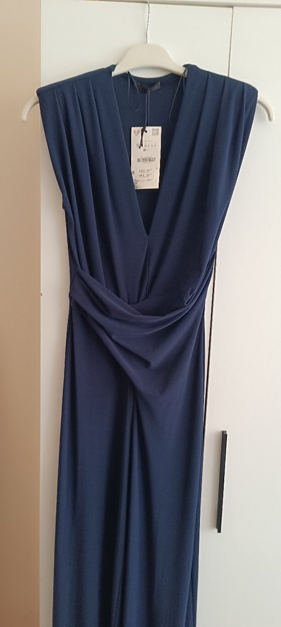 Lacivert V Yaka Kadın Uzun Tulum - Görsel 5