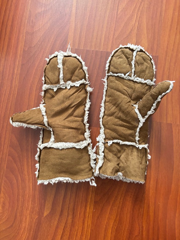 Kahverengi Süet Kürklü Kadın Eldiven kurabiye adam eldiven - Görsel 2