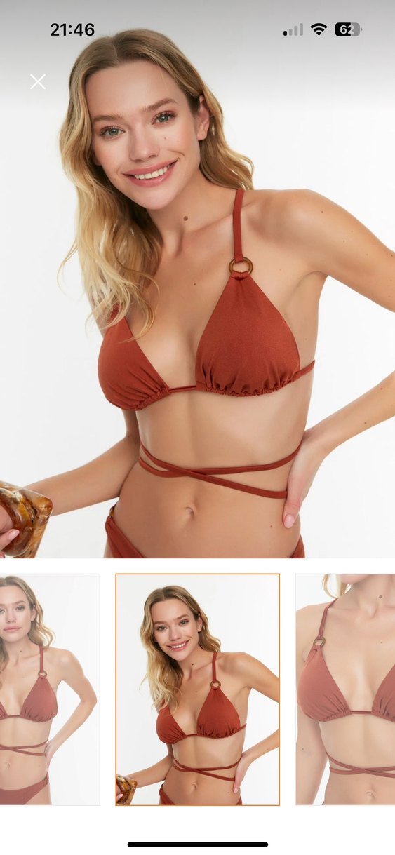 Kahverengi Mini İpli Bohem Bikini üstü - Görsel 3