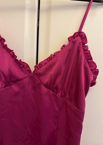 38 Beden H&M V Yakalı Drapeli Midi Elbise