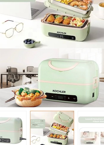 Pastel Yeşil Elektrikli Yemek Isıtıcı - Görsel 4