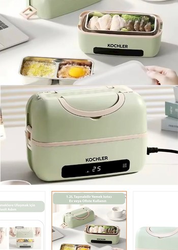 Pastel Yeşil Elektrikli Yemek Isıtıcı - Görsel 2