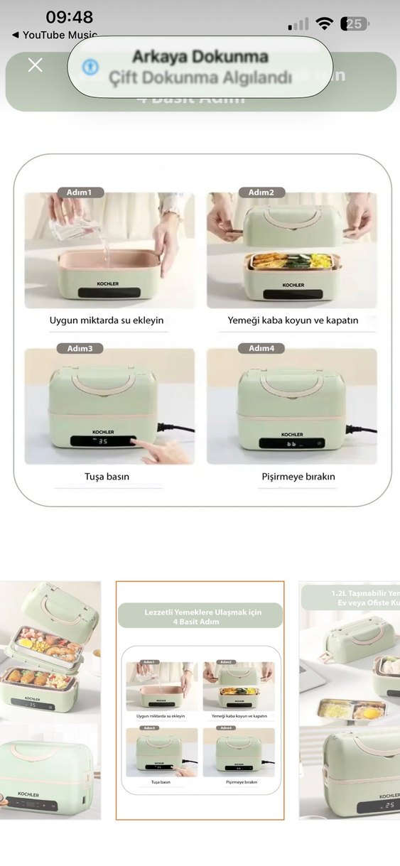 Pastel Yeşil Elektrikli Yemek Isıtıcı - Görsel 3