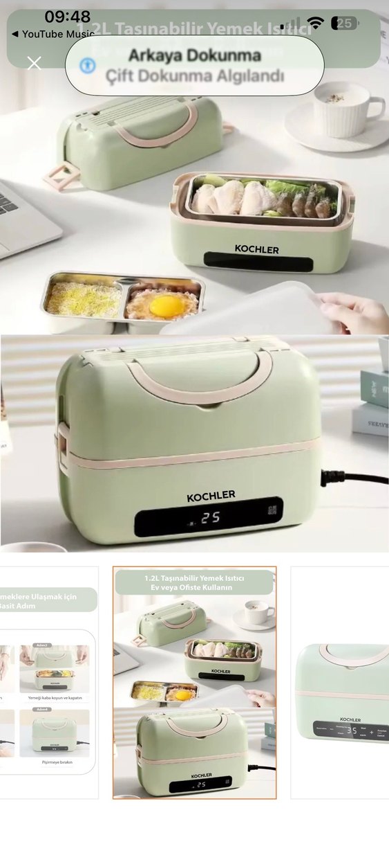 Pastel Yeşil Elektrikli Yemek Isıtıcı - Görsel 2