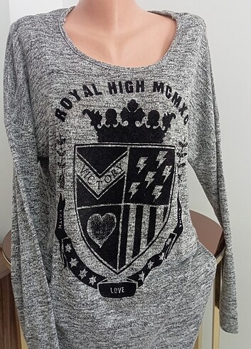 l Beden gri Renk LCW Waikiki L xl beden arkası çapraz sırt dekolte bluz
