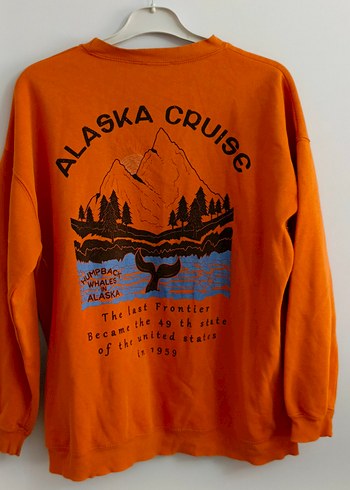 m Beden Snow S M yazıyor L BEDEN DE OLUR Turuncu Baskılı Sweatshirt
