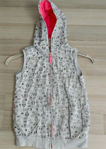 Lcw 10 11,yas Kız Çocuk Gri Kapüşonlu Fermuarlı Yelek - Görsel 13