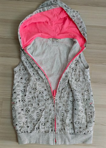 Lcw 10 11,yas Kız Çocuk Gri Kapüşonlu Fermuarlı Yelek - Görsel 10